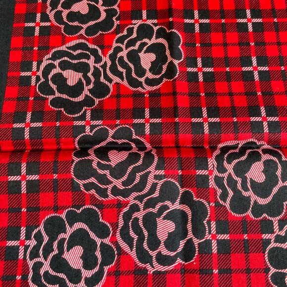 Yves Saint Laurent Vintage Cotton Scarf – Plaid Floral Design - Picture 7 of 9